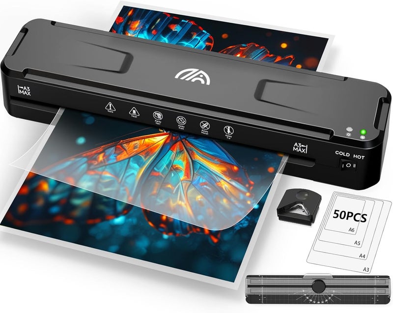Raycial 13 Inch Laminator Machine with 50 Laminating Sheets, Fast Warm-Up No Jam A3 Laminator, 11x17 Cold & Thermal Laminating Machine for Home School Office - Image 1